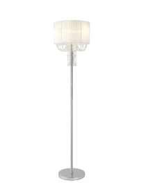 Freida Polished Chrome-White Crystal Floor Lamps Diyas Shaded Floor Lamps Freida Polished Chrome-White Crystal Floor Lamps Diyas Shaded Floor Lamps